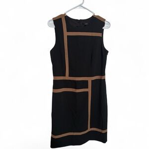 Ann Taylor Black And Brown Career  Sleeveless Sheath Dress size 6